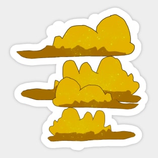 Yellow Sparkly Fluffy Clouds Sticker